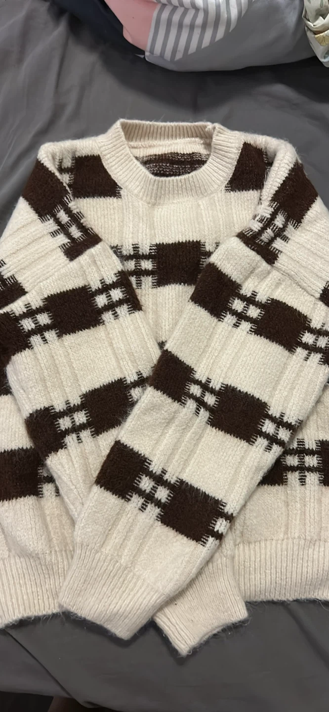 Brown & Cream Patterned Sweater