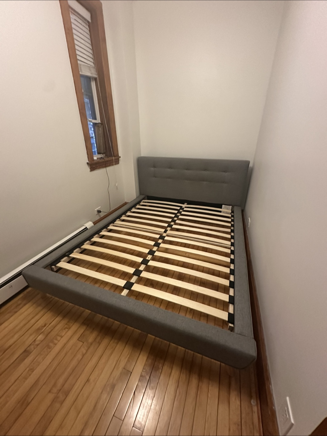 Gray Mid Century Modern Queen Bed Frame
