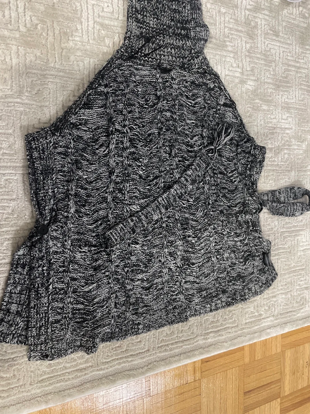 Black & White Knit Poncho thumbnail