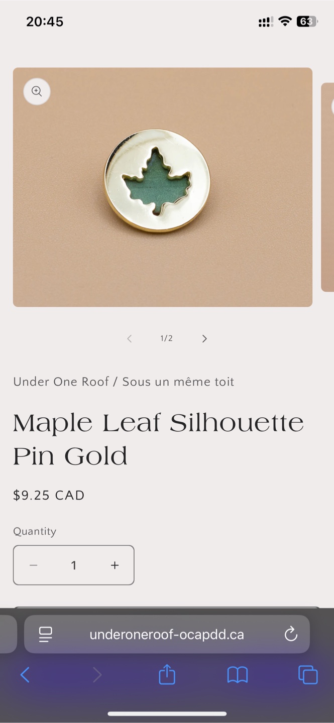 Under One Roof Maple Leaf Pin Gold - photo 5