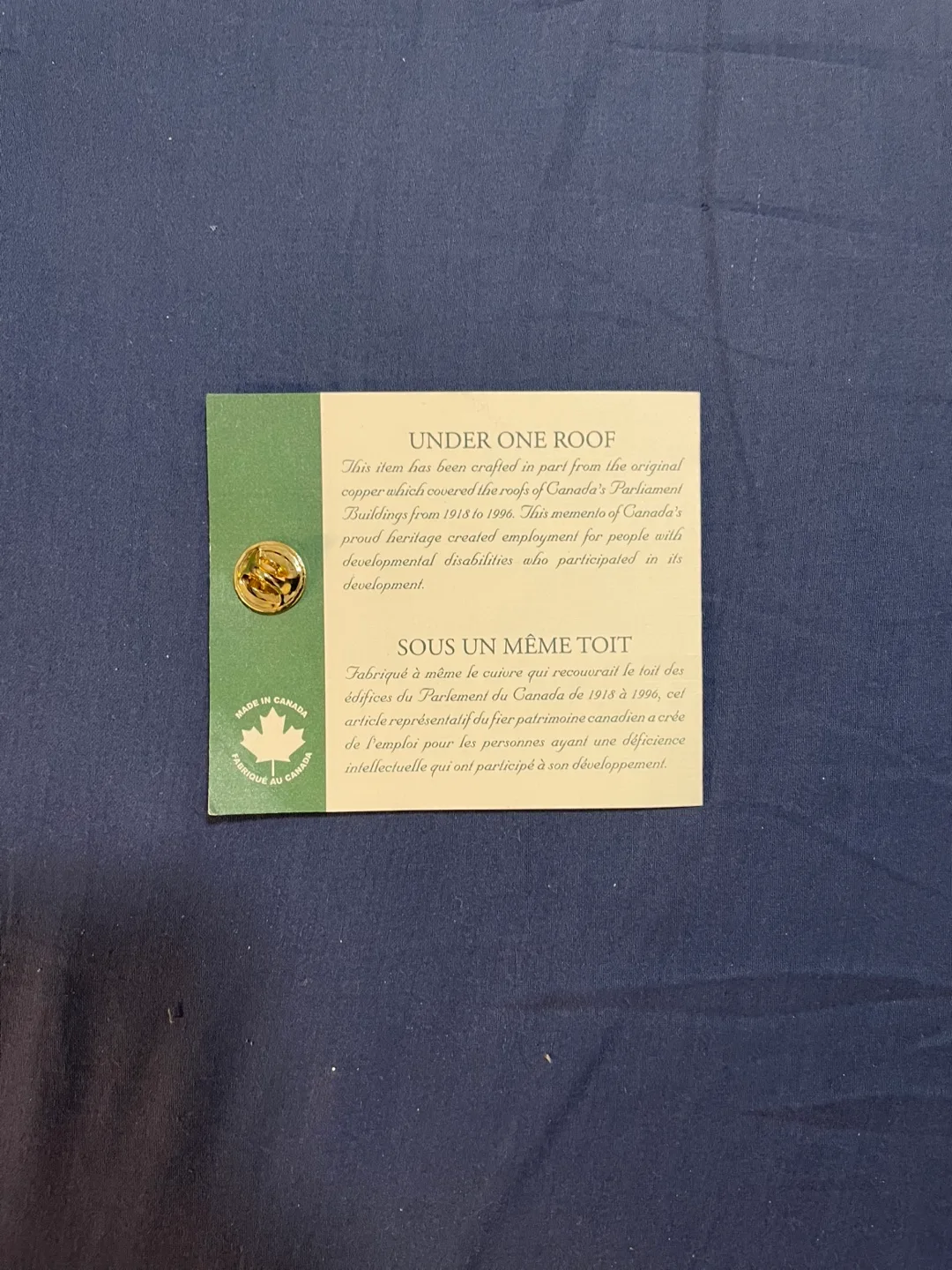 Under One Roof Maple Leaf Pin Gold image indicator(3)