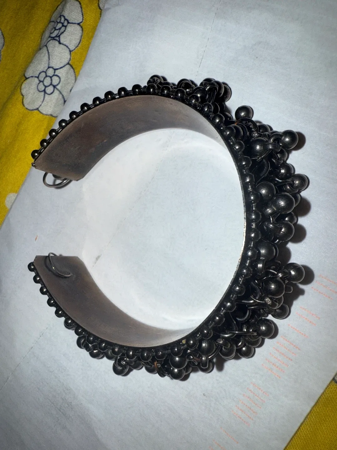 Black Beaded Cuff Bracelet thumbnail