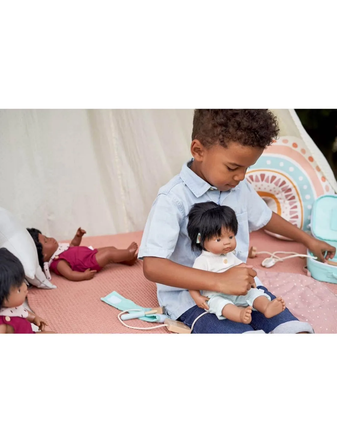 Miniland Soft Body Black Hair Baby Doll - 15" image indicator(3)