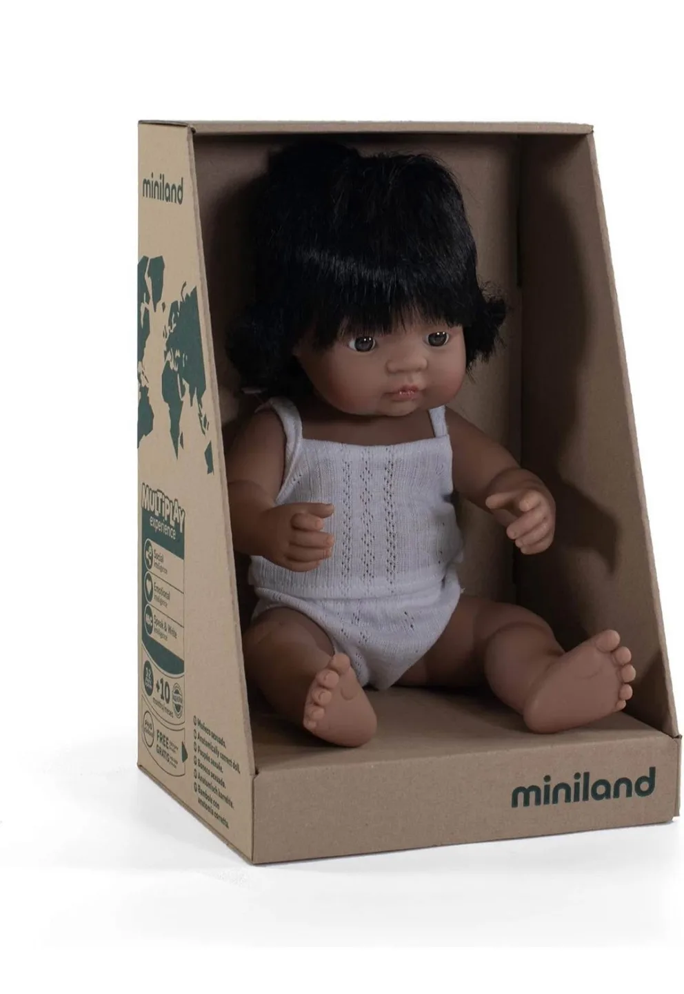 Miniland Soft Body Black Hair Baby Doll - 15" image indicator(2)