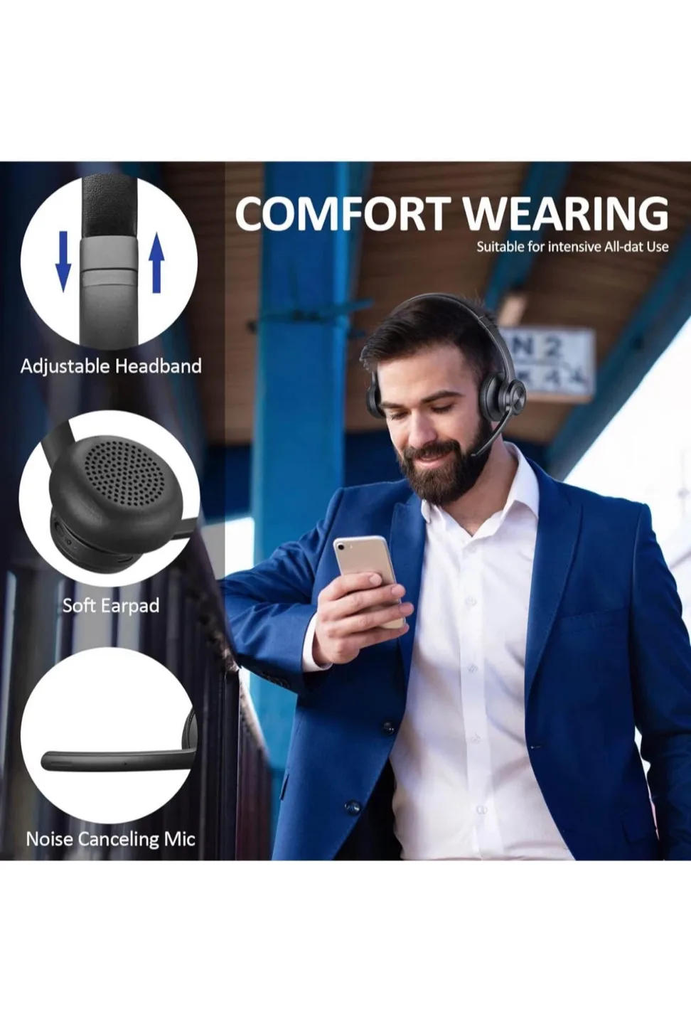 Bluetooth 5.2 Headset with Noise Cancelling Mic image indicator(3)