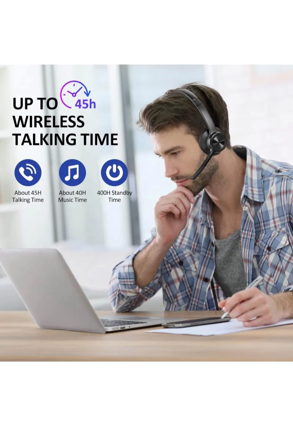 Bluetooth 5.2 Headset with Noise Cancelling Mic image indicator(6)