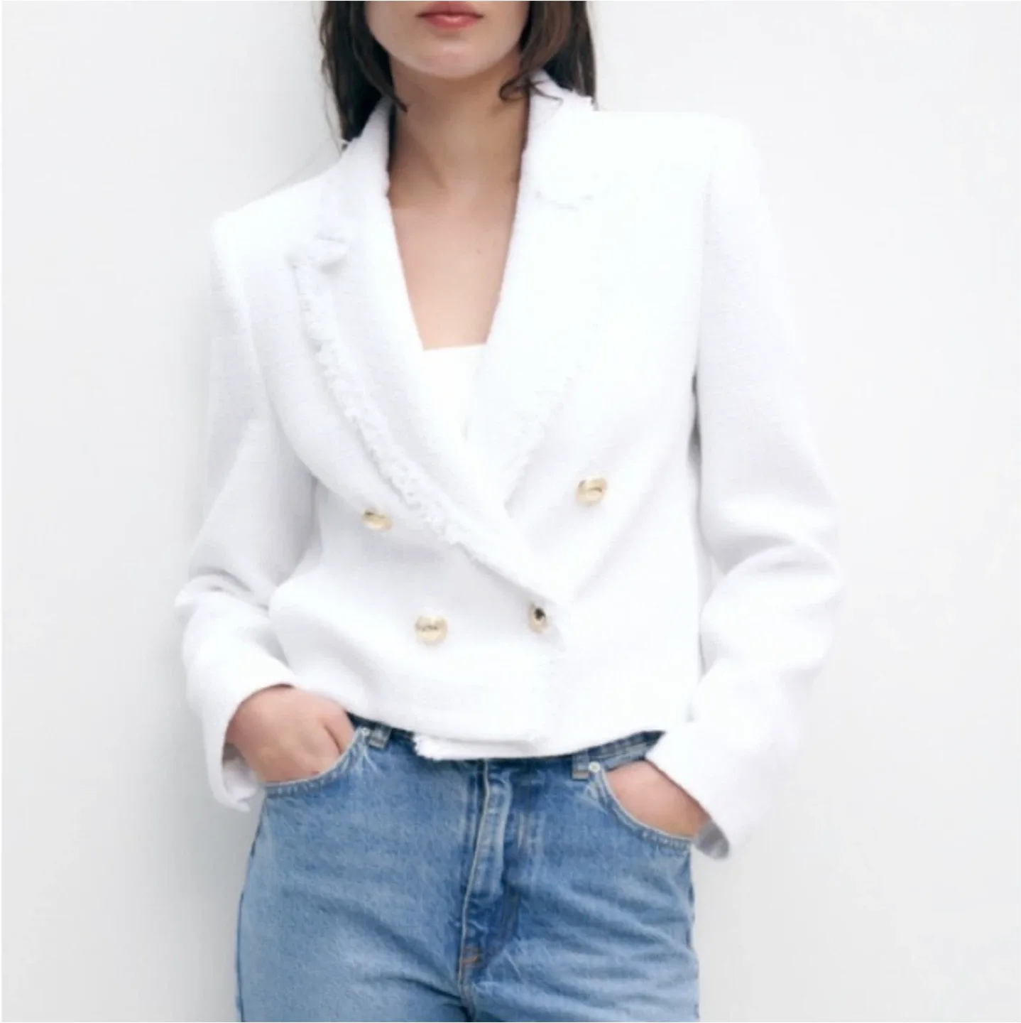 Zara cropped tweed jacket M image indicator(4)