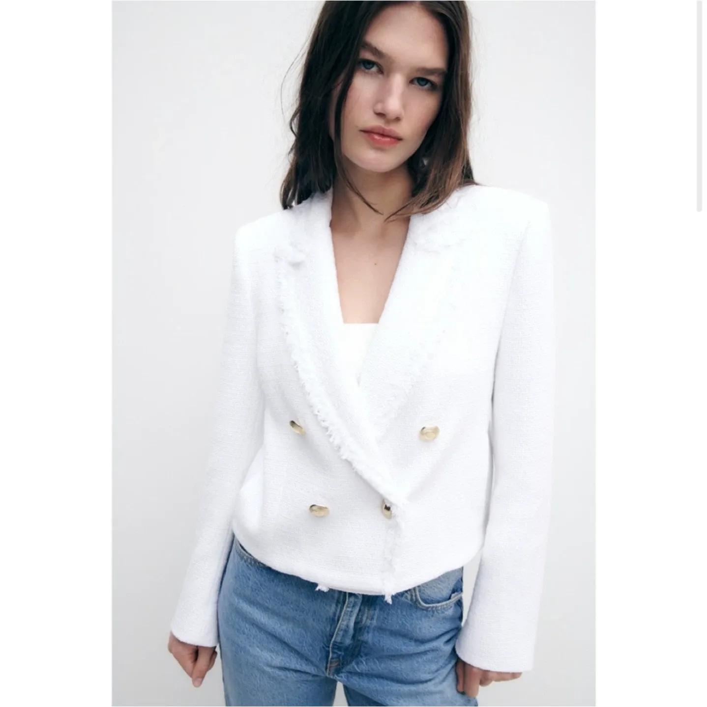 Zara cropped tweed jacket M image indicator(6)