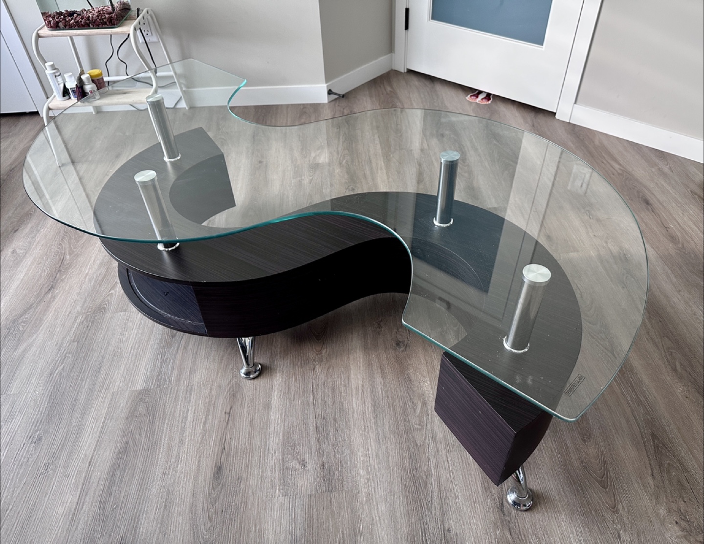 The Brick S-Shaped Glass Top Coffee Table - photo 2