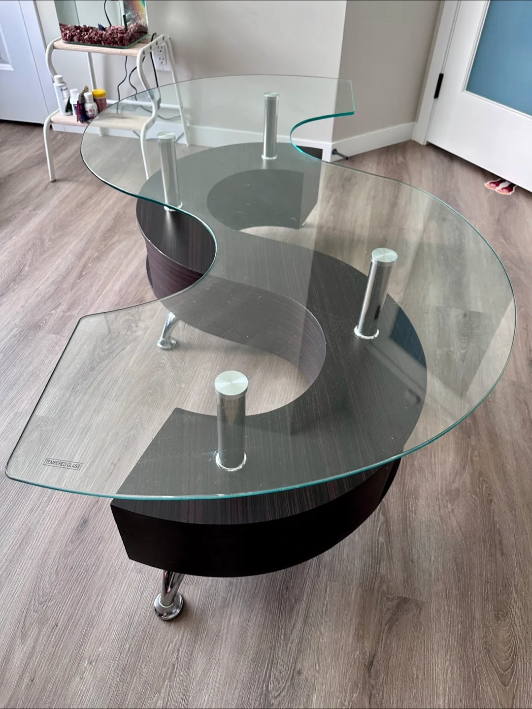 The Brick S-Shaped Glass Top Coffee Table