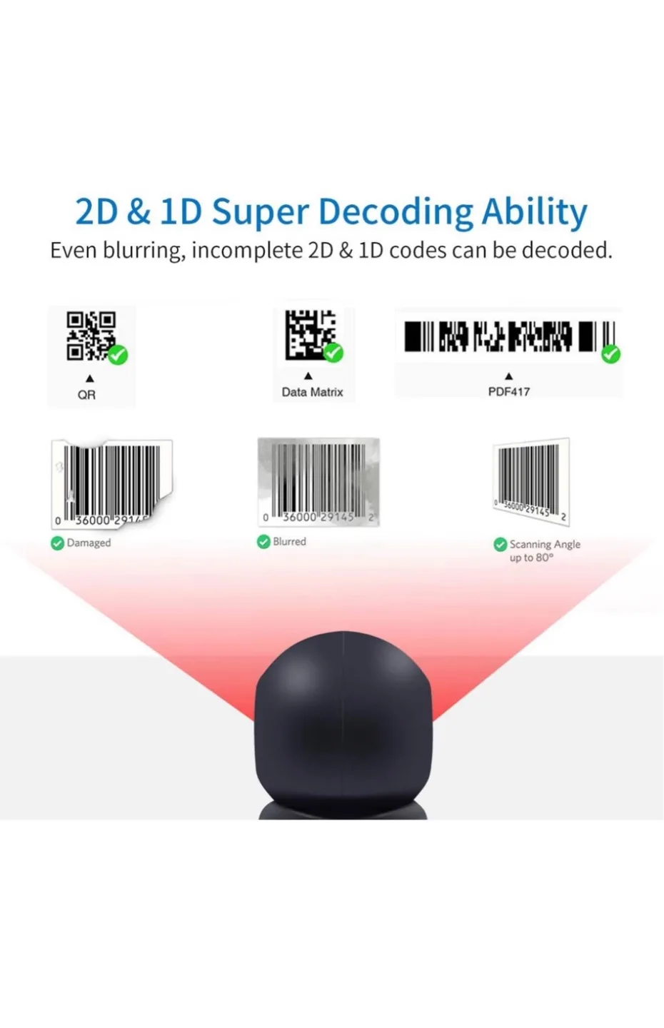 Desktop Barcode Scanner - Plug & Play image indicator(2)