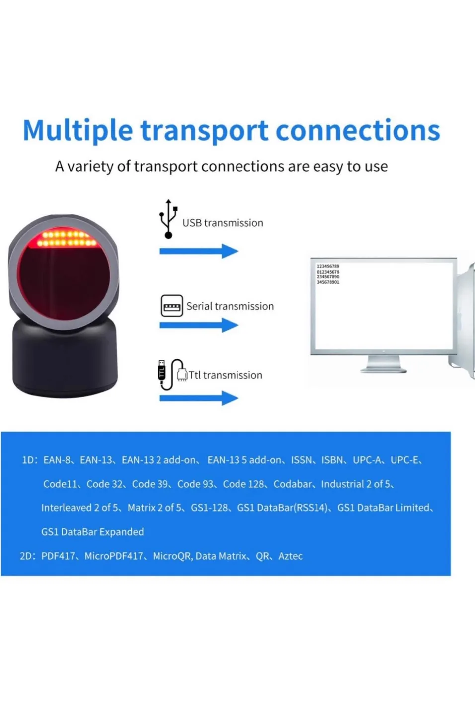 Desktop Barcode Scanner - Plug & Play image indicator(5)