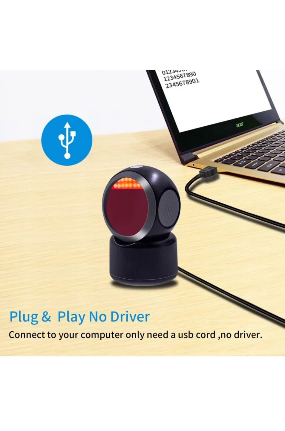 Desktop Barcode Scanner - Plug & Play image indicator(4)