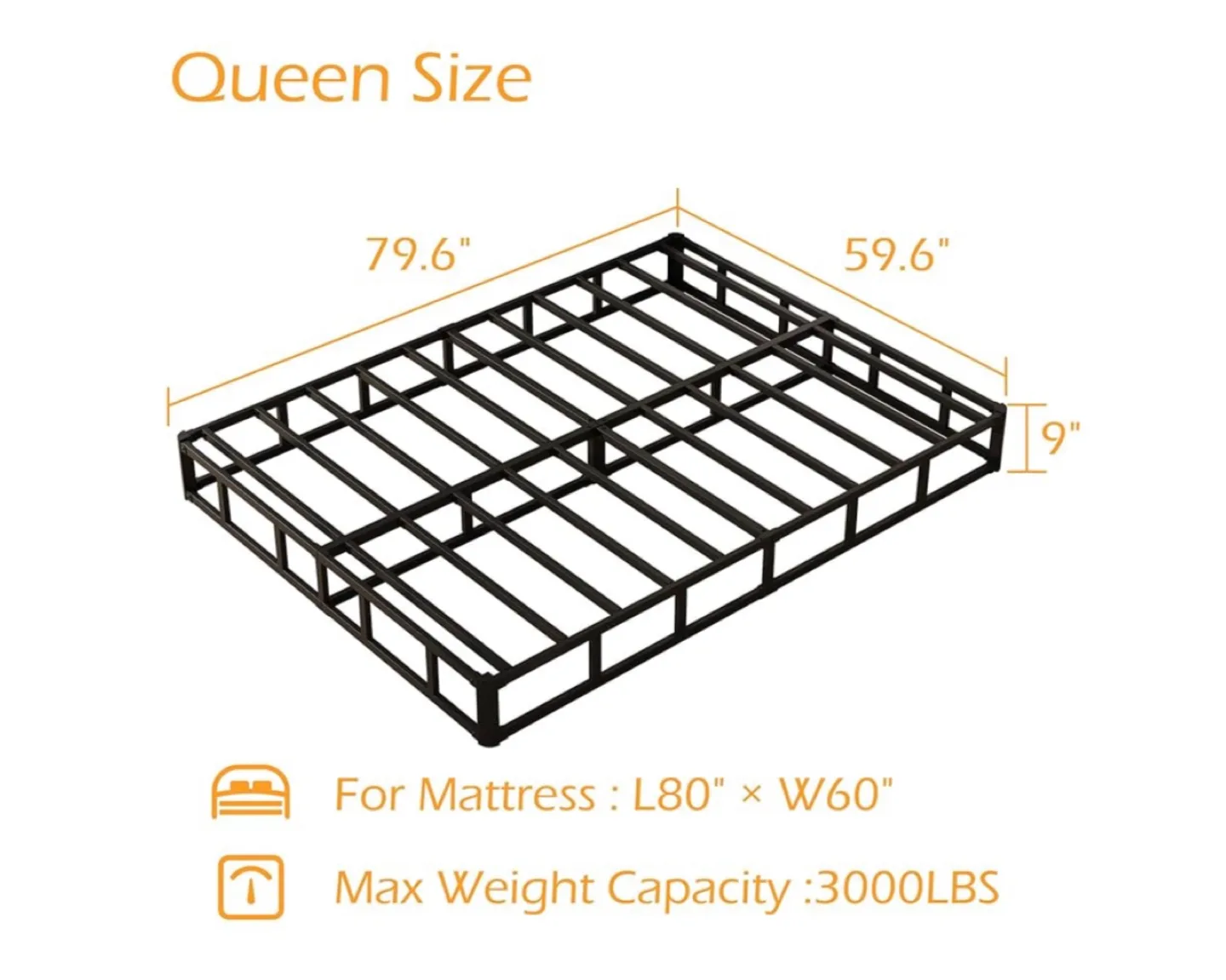 Metal Box Spring 9" Queen Size image indicator(2)
