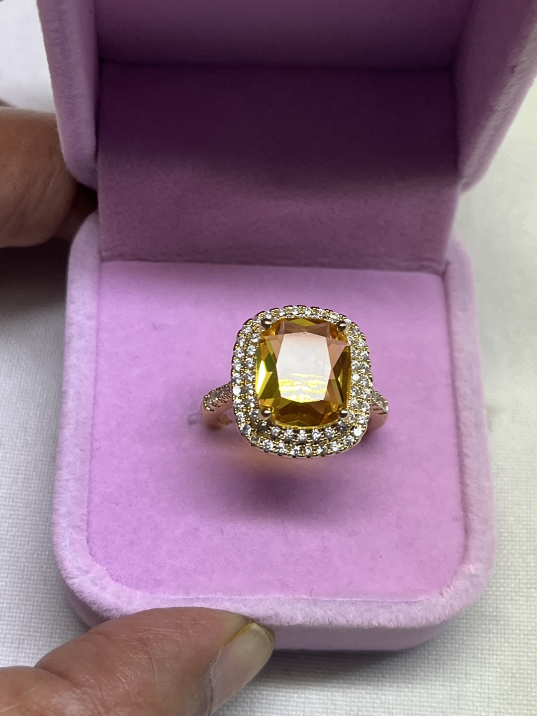 Luxury citrine with beautifully studded 2 rows of sapphire ring - photo 5