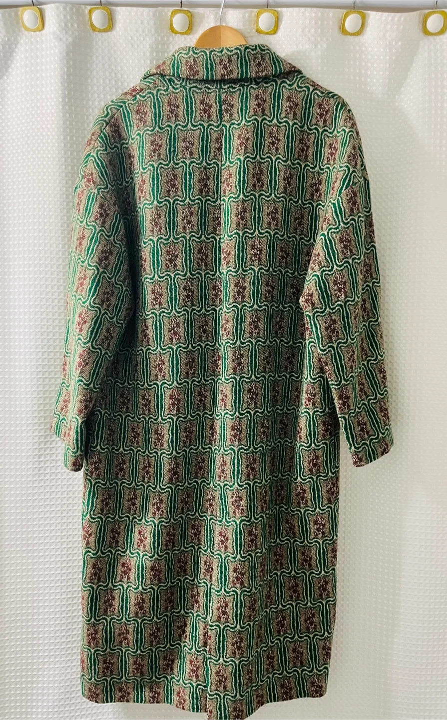 Zara Patterned Wool Blend Coat - Size M image indicator(2)