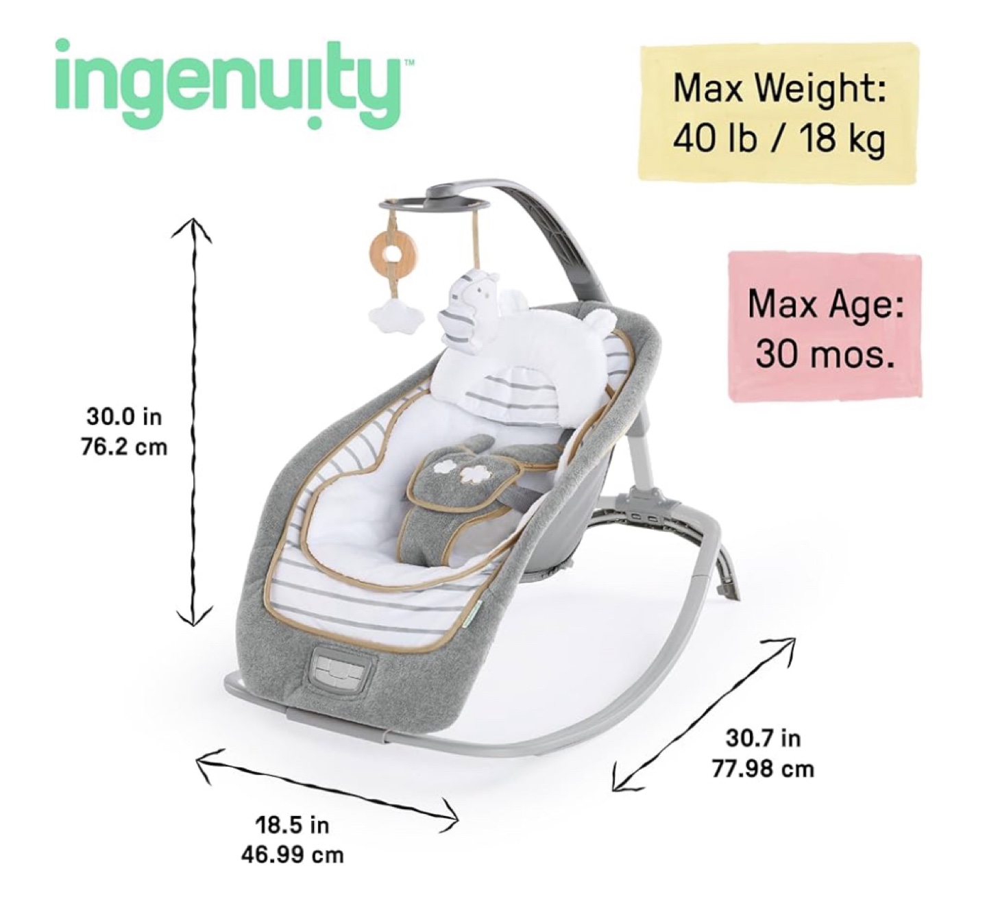 Ingenuity Rocking Seat - Grey & White - photo 3
