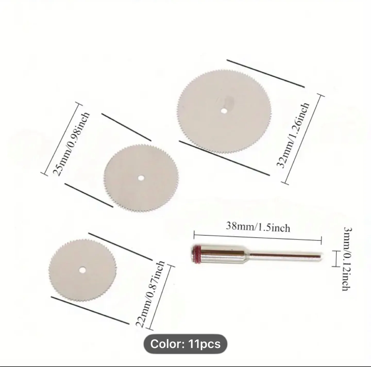 11pcs Mini Saw Blade Set, High-Speed Steel Rotary Tool Disc thumbnail