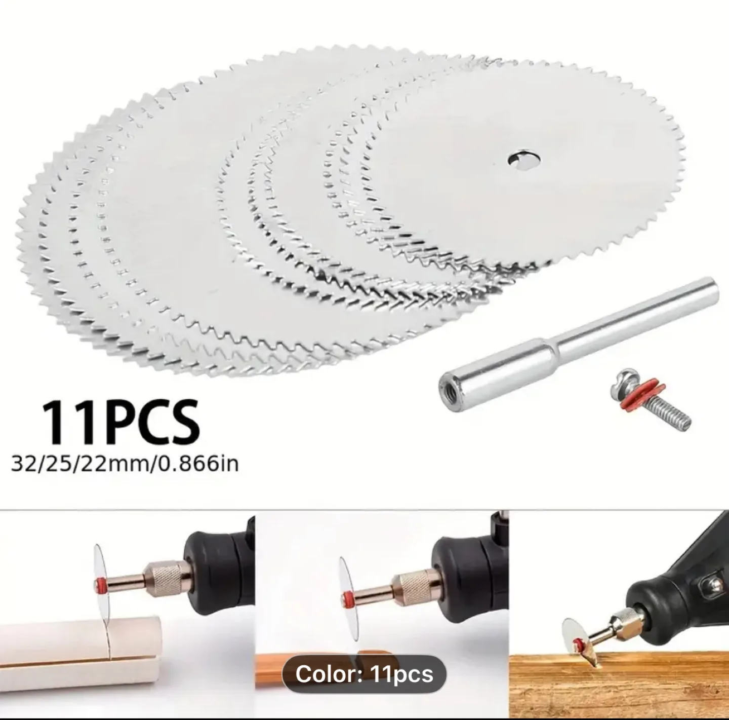 11pcs Mini Saw Blade Set, High-Speed Steel Rotary Tool Disc image indicator(2)