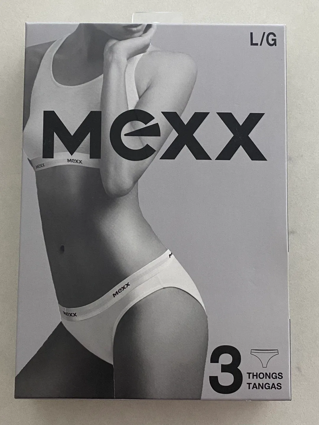 MEXX 3-Pack Thongs - Size L/G - Cream/Grey/Black thumbnail