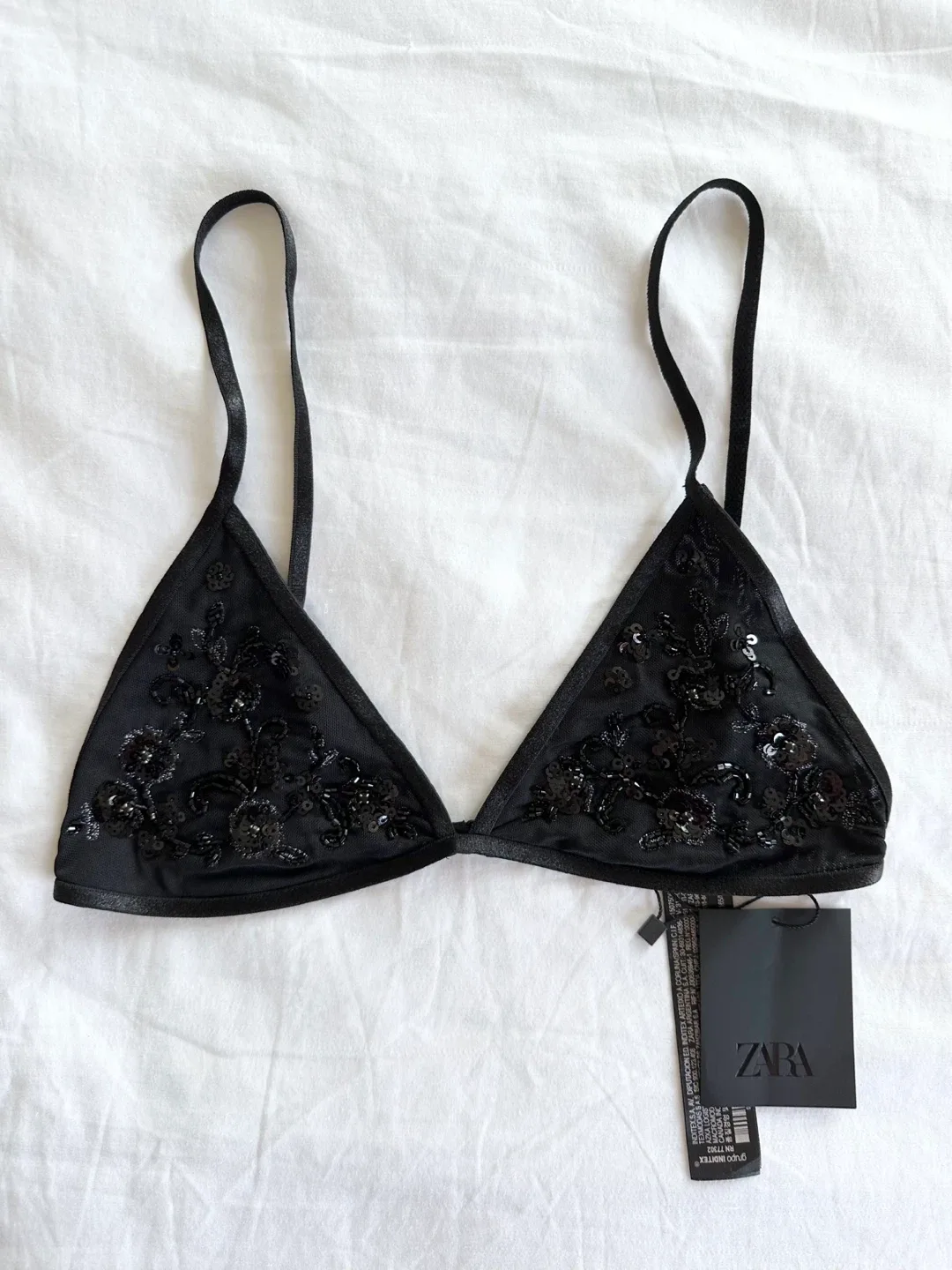 New limited edition Zara embroidered triangle bralette size S thumbnail