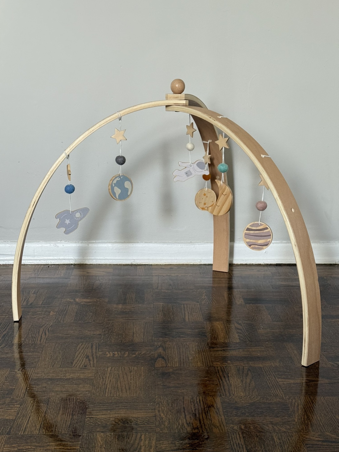 Wooden Baby Play Gym with Space Theme