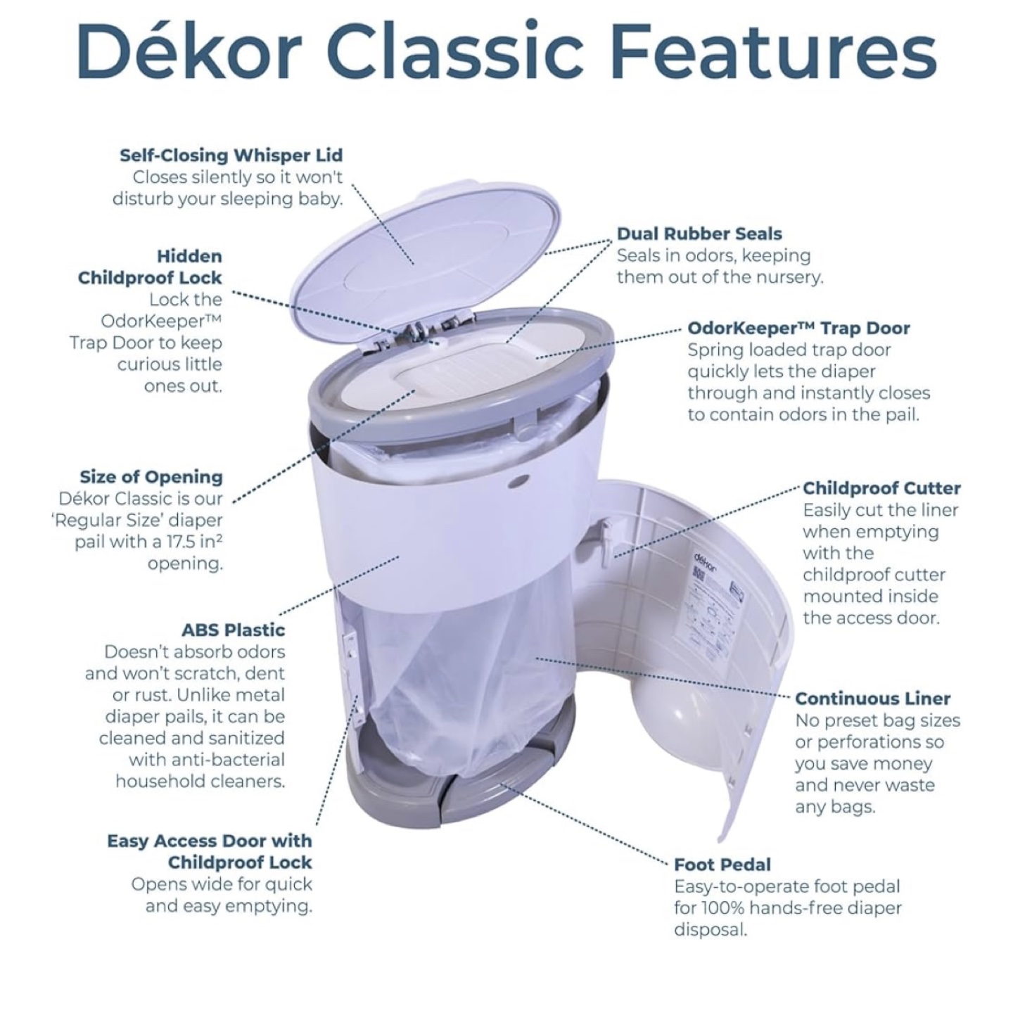 Dékor Classic Hands-Free Diaper Pail - photo 2