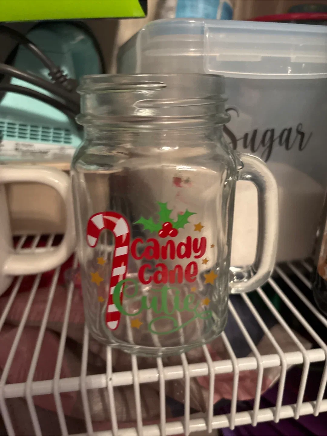 Candy Cane Cutie Glass Mug thumbnail