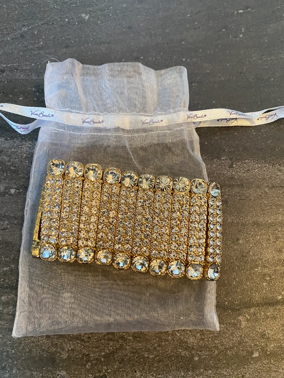 Natasha Couture Gold Rhinestone Bracelet thumbnail