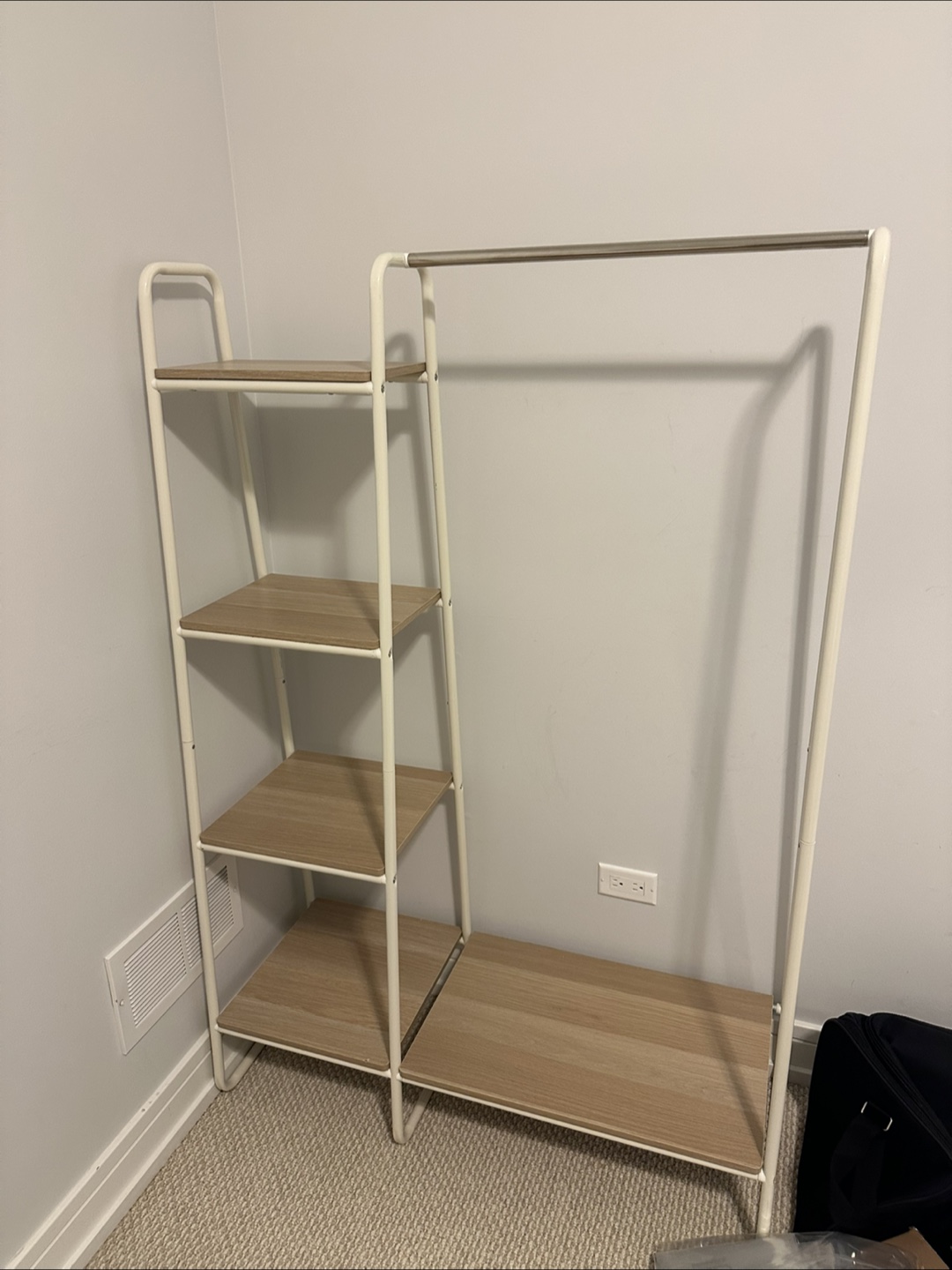 Clothes Rack with Shelves - White & Wood