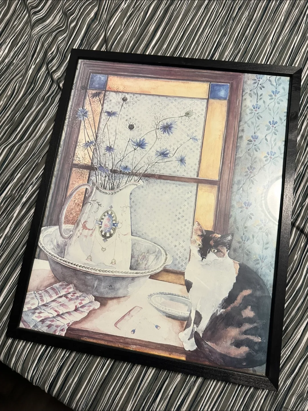 Framed Cat & Pitcher Print thumbnail