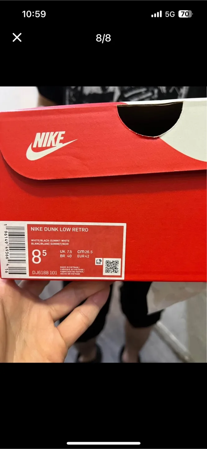Nike Dunk Low Retro White/Black Size 8.5 image indicator(2)