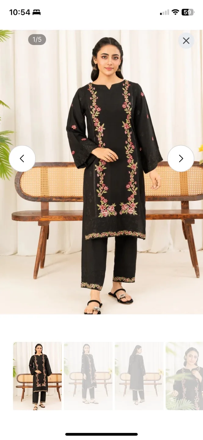 Brand new 2 piece Black Embroidered Kurta Set thumbnail