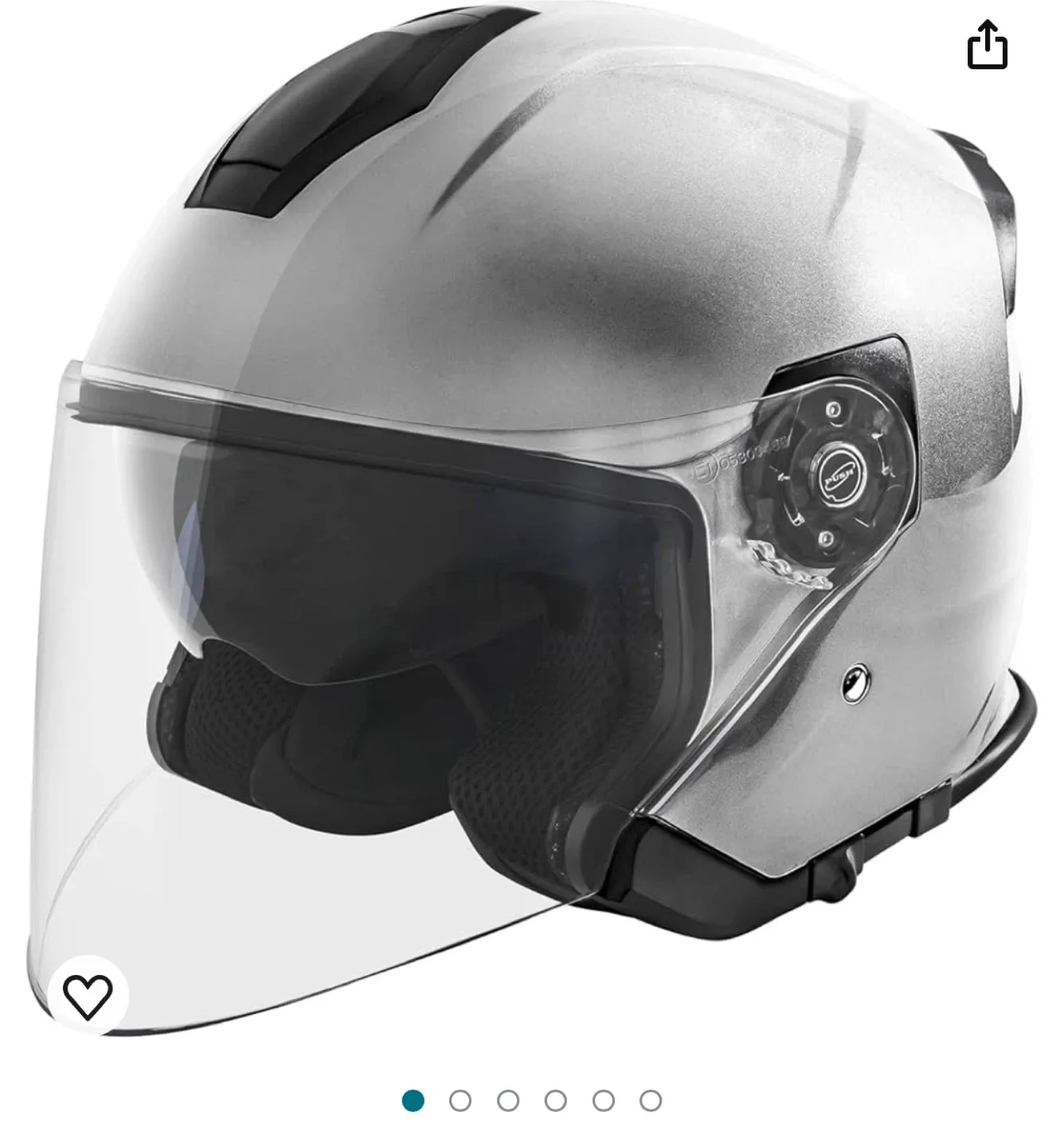 VCAN Open Face Motorcycle Helmet - Silver, Size M image indicator(2)