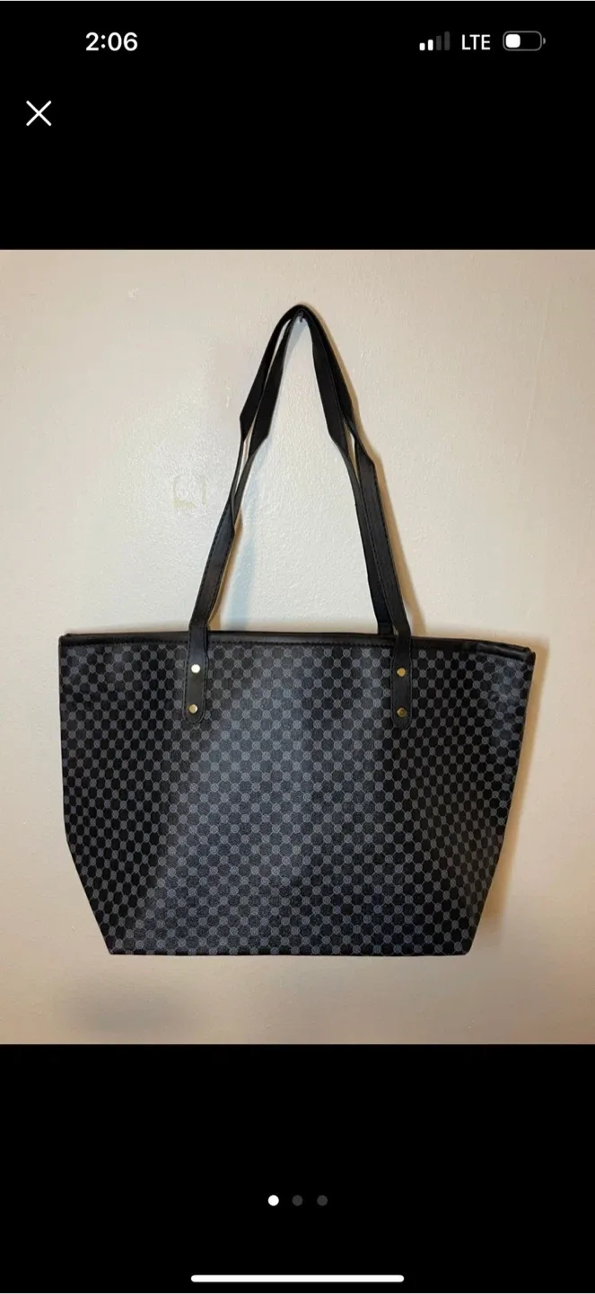 Checkered Tote Bag - Black thumbnail