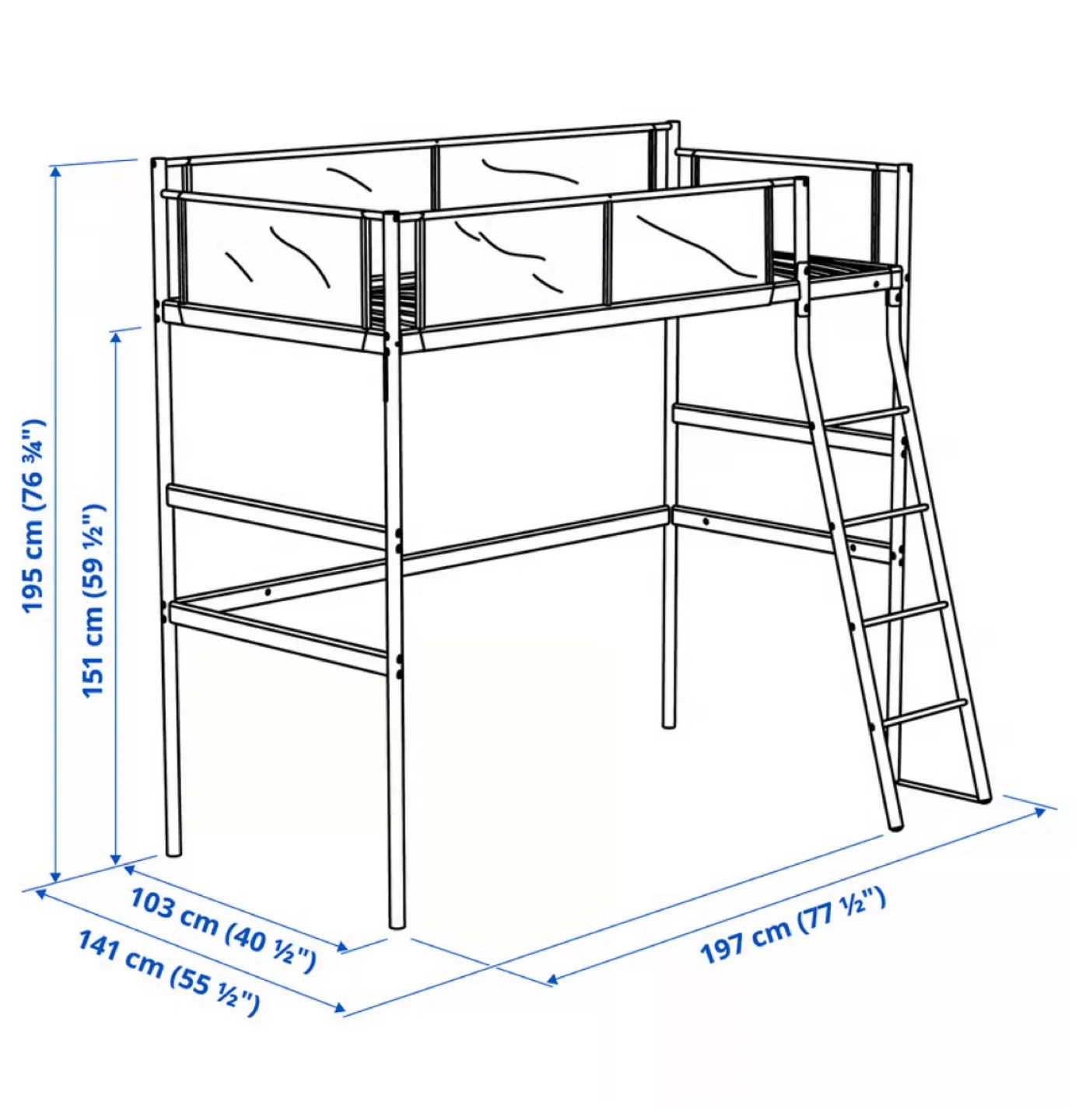 IKEA Loft Bed Frame w/ bed foam image indicator(2)