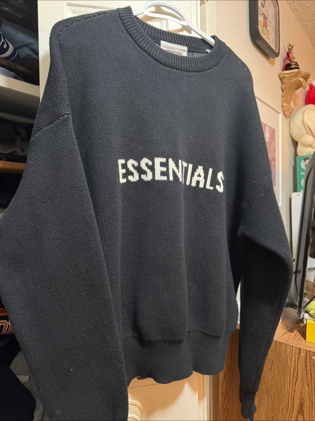 ESSENTIALS BLACK LOGO SWEATER (MENS SMALL) thumbnail