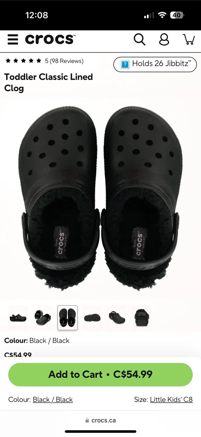 Crocs Toddler Classic Lined Clog - Size C7 thumbnail