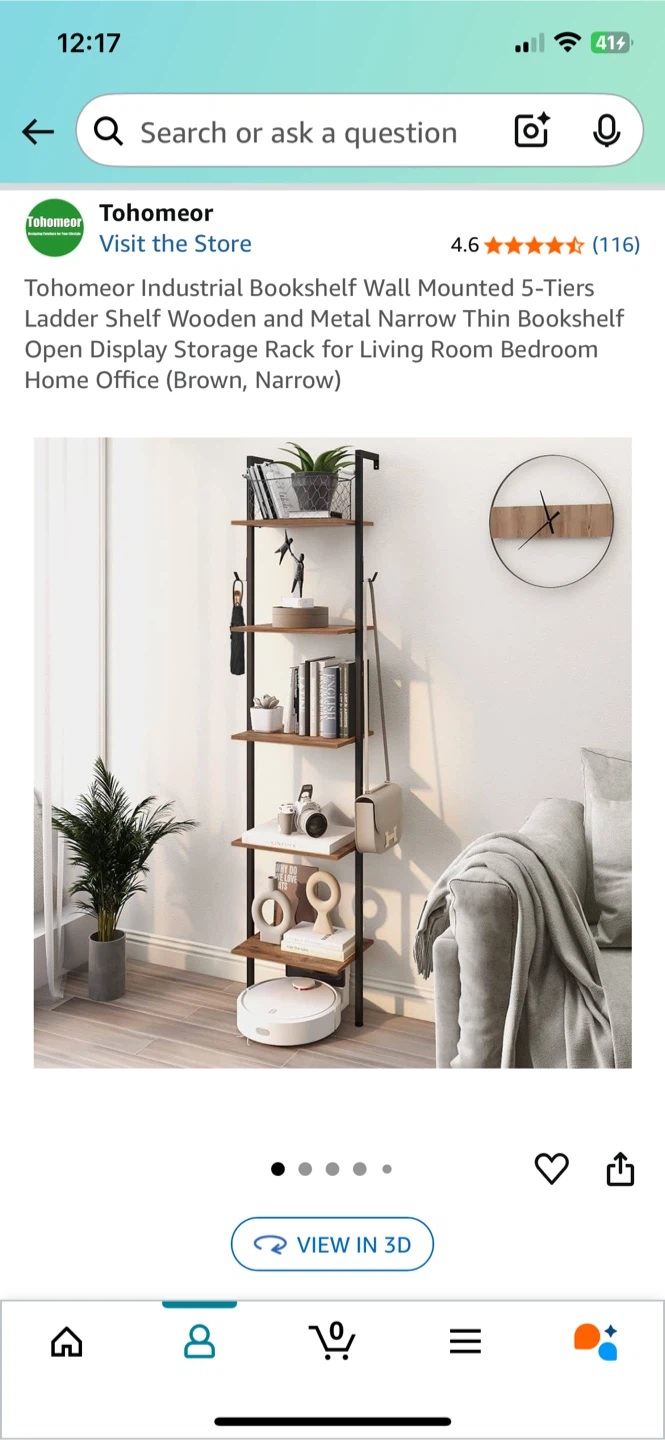 Tohoomeor Industrial Bookshelf Wall Mounted 5-Tiers - photo 3