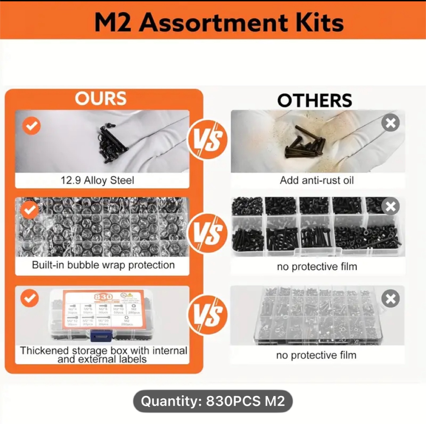 830pcs M2 Bolts Kit - photo 5