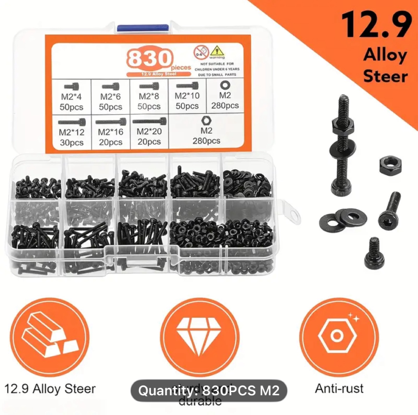 830pcs M2 Bolts Kit - photo 4