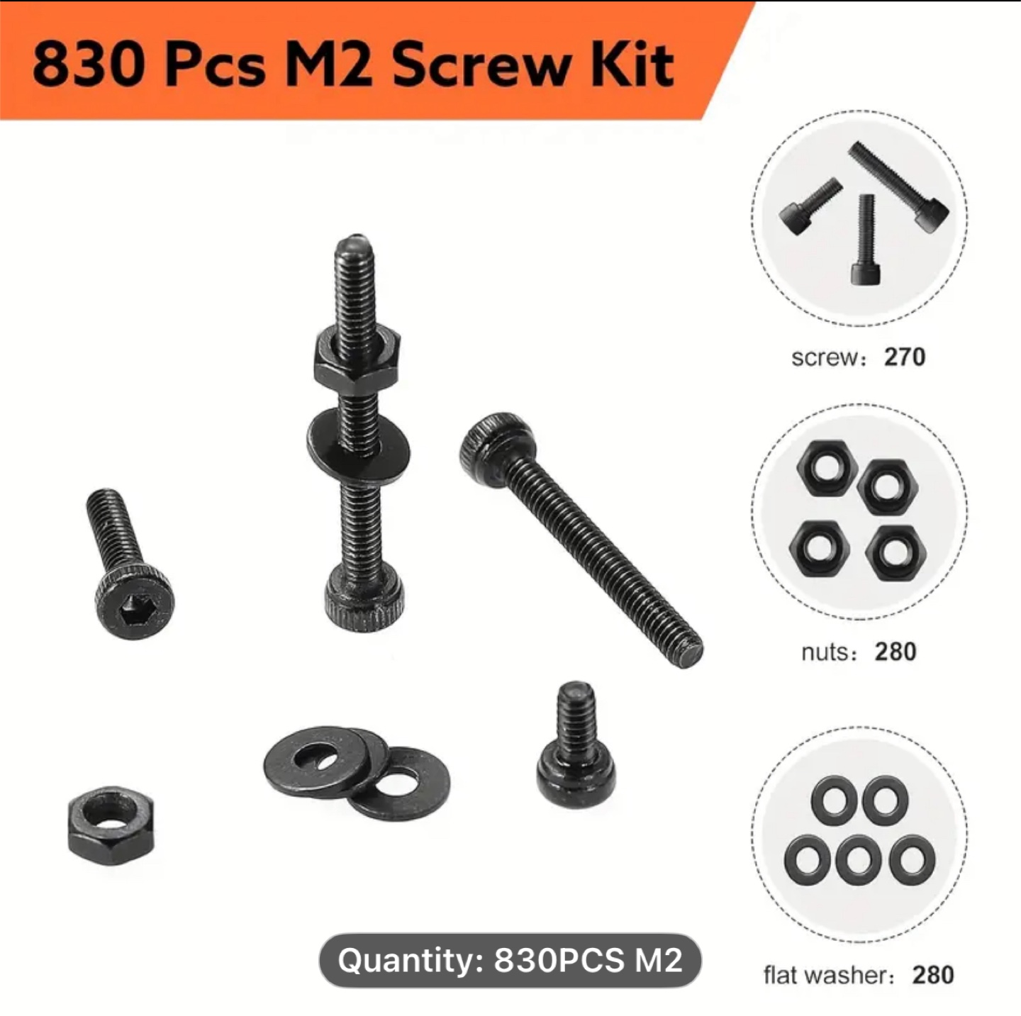 830pcs M2 Bolts Kit - photo 2