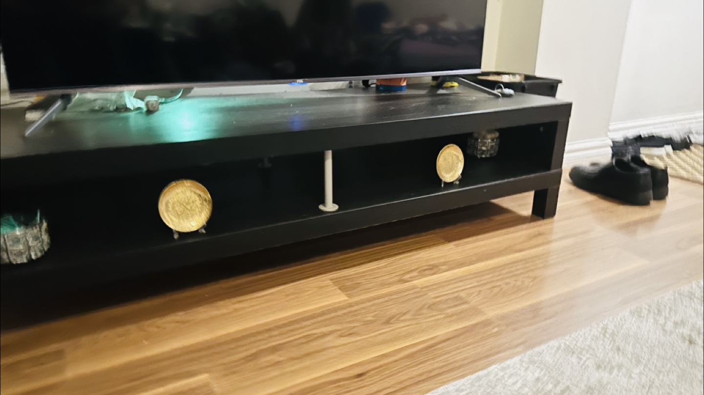 Black TV Stand ikea length:59”.   Width:22”