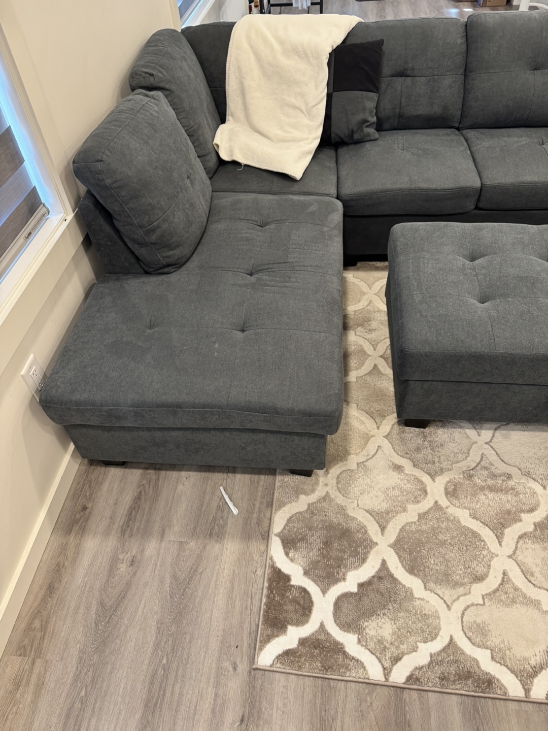 Grey Sectional Sofa with Ottoman - photo 2