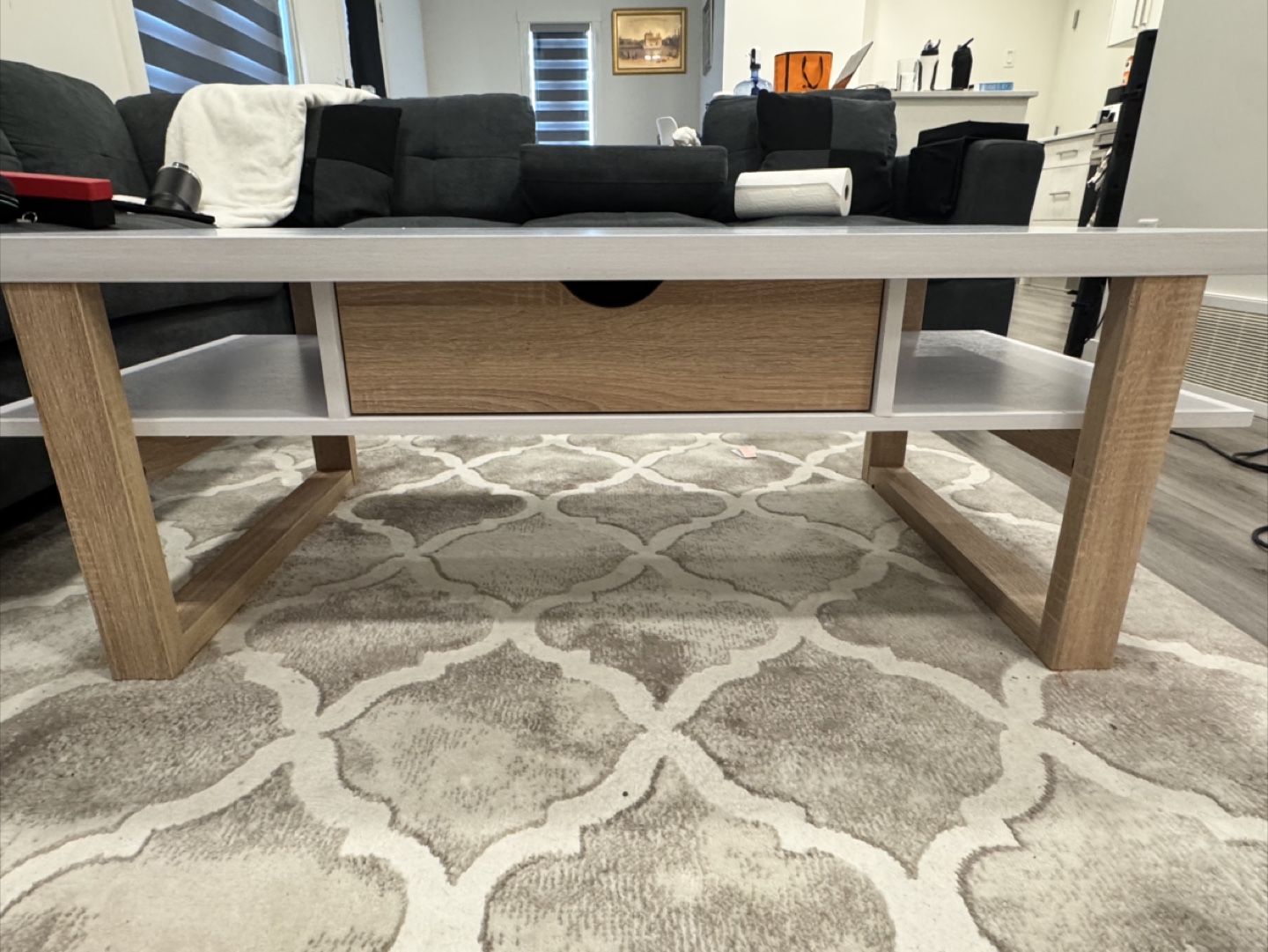 Izaac Modern Coffee Table - White & Brown