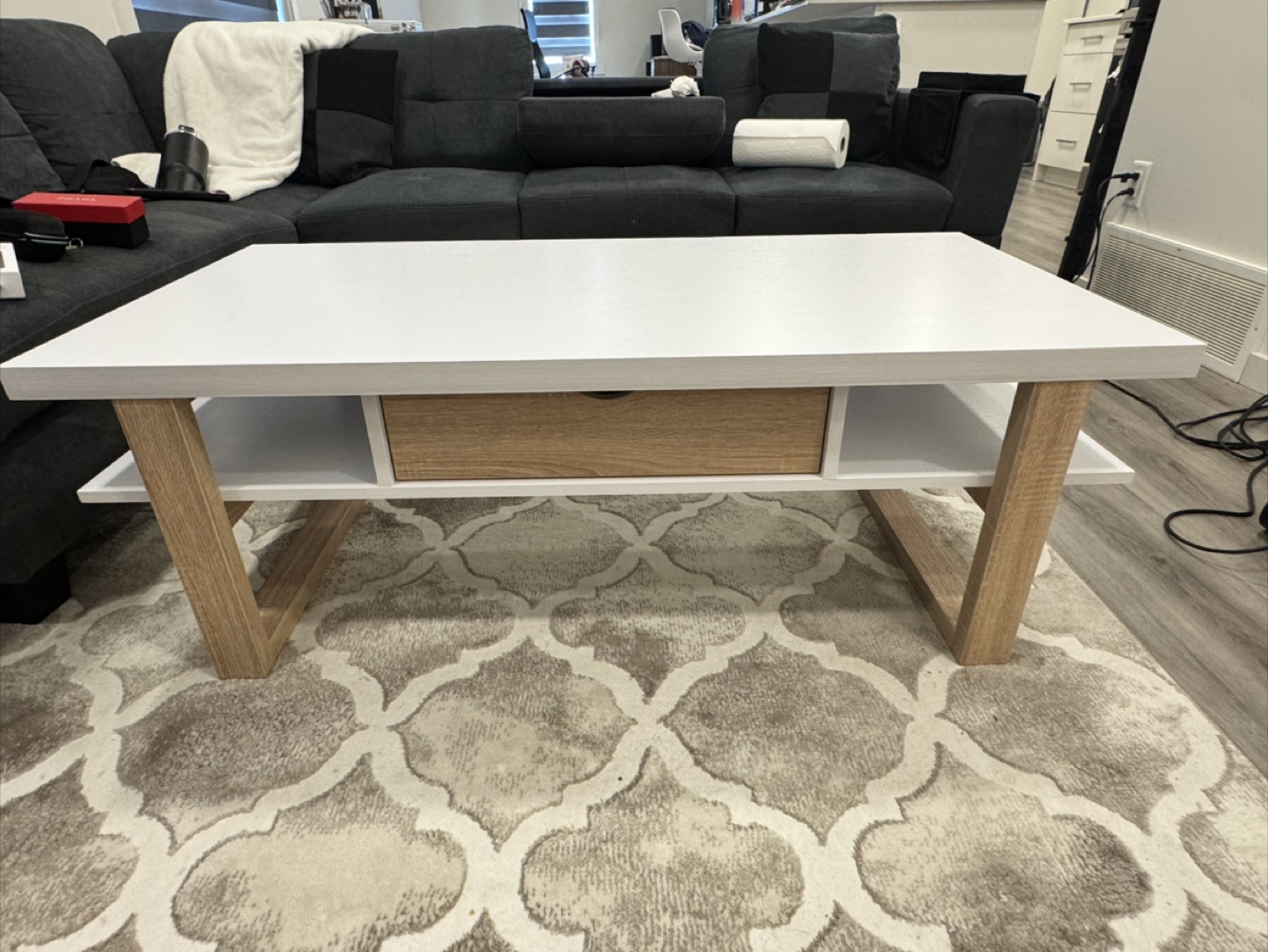 Izaac Modern Coffee Table - White & Brown - photo 2