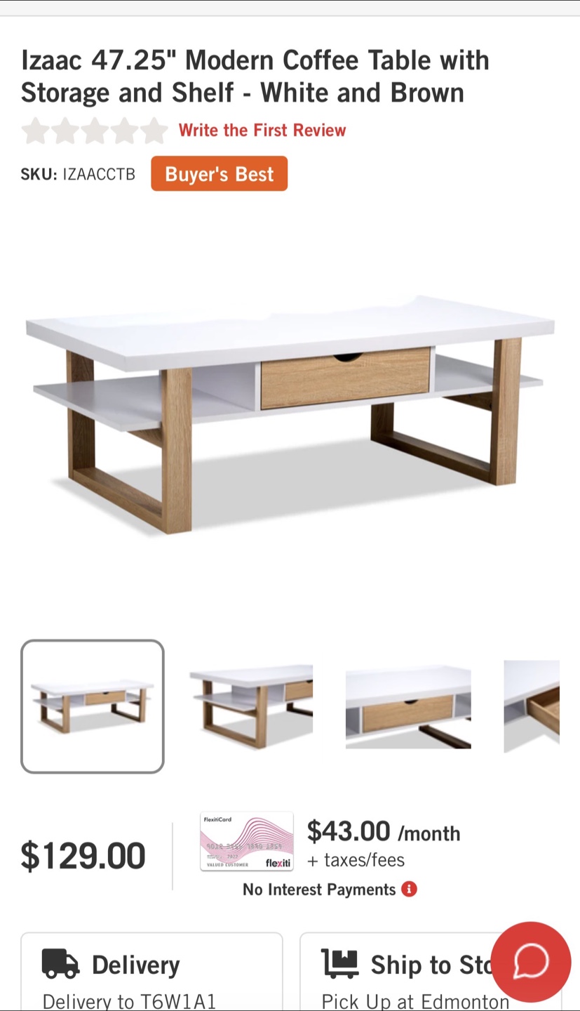 Izaac Modern Coffee Table - White & Brown - photo 4