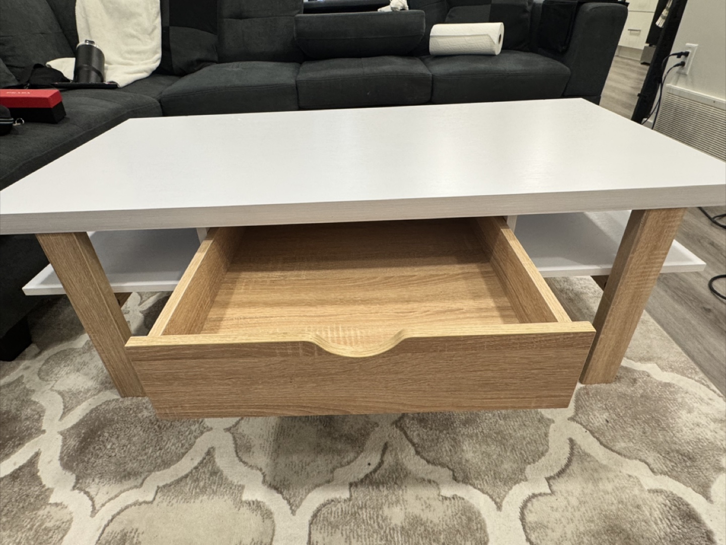 Izaac Modern Coffee Table - White & Brown - photo 3