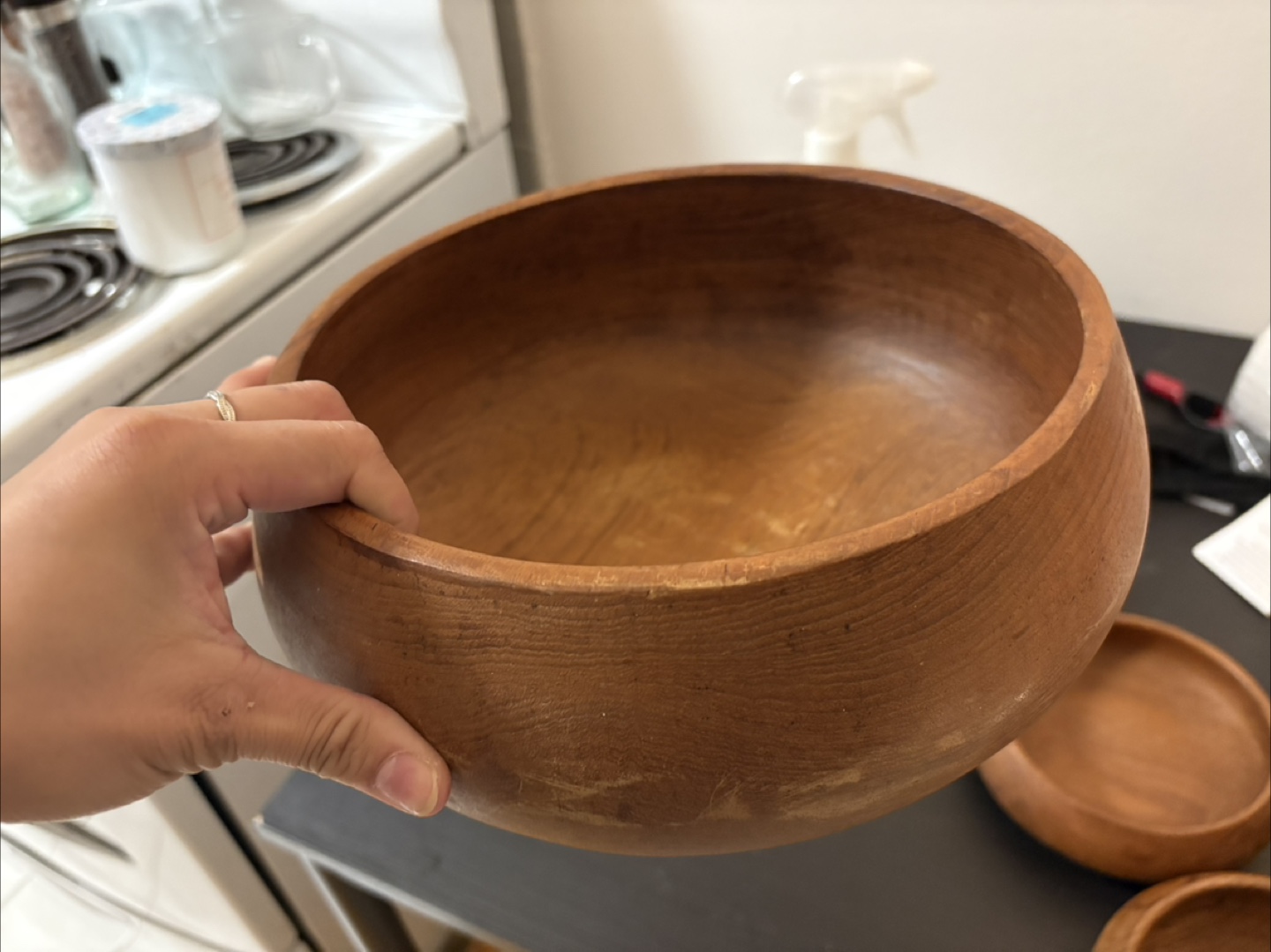 1 Large 3 Small Wooden Bowls - photo 4