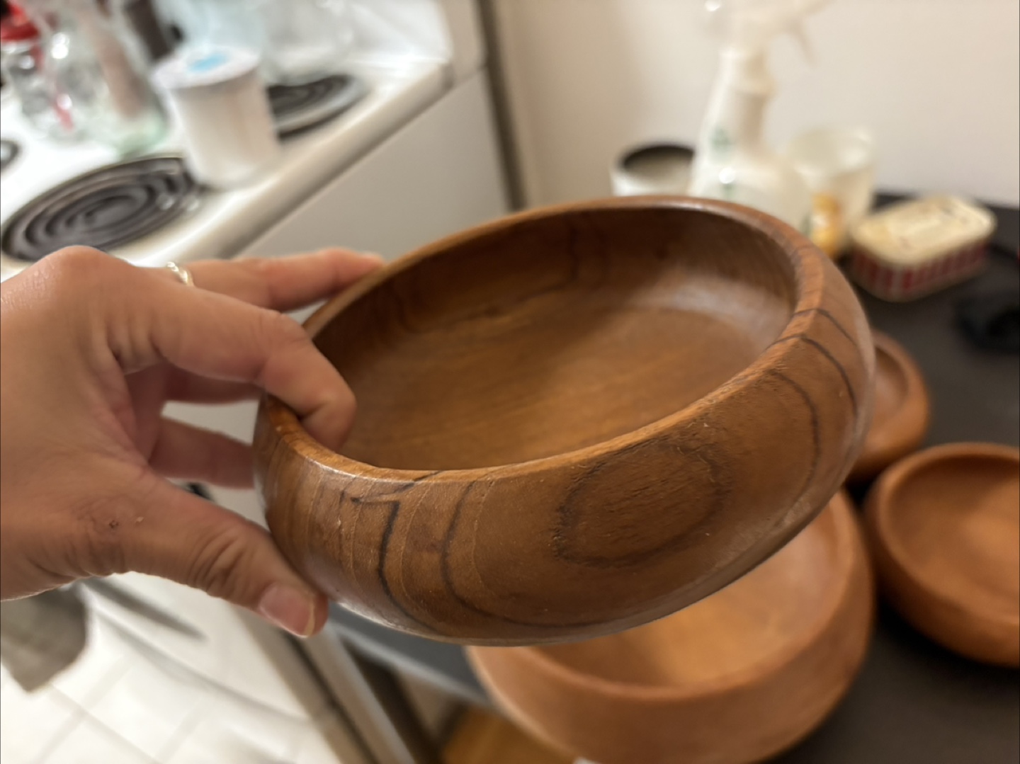 1 Large 3 Small Wooden Bowls - photo 3